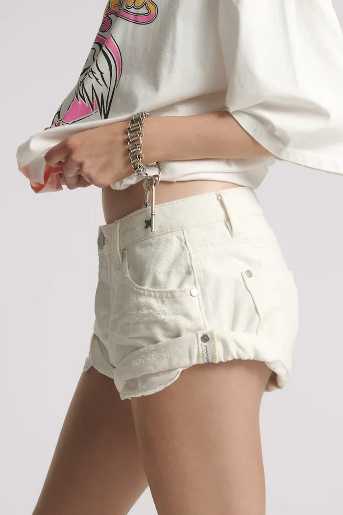 Bandits Low Waist Denim Shorts | Milk White
