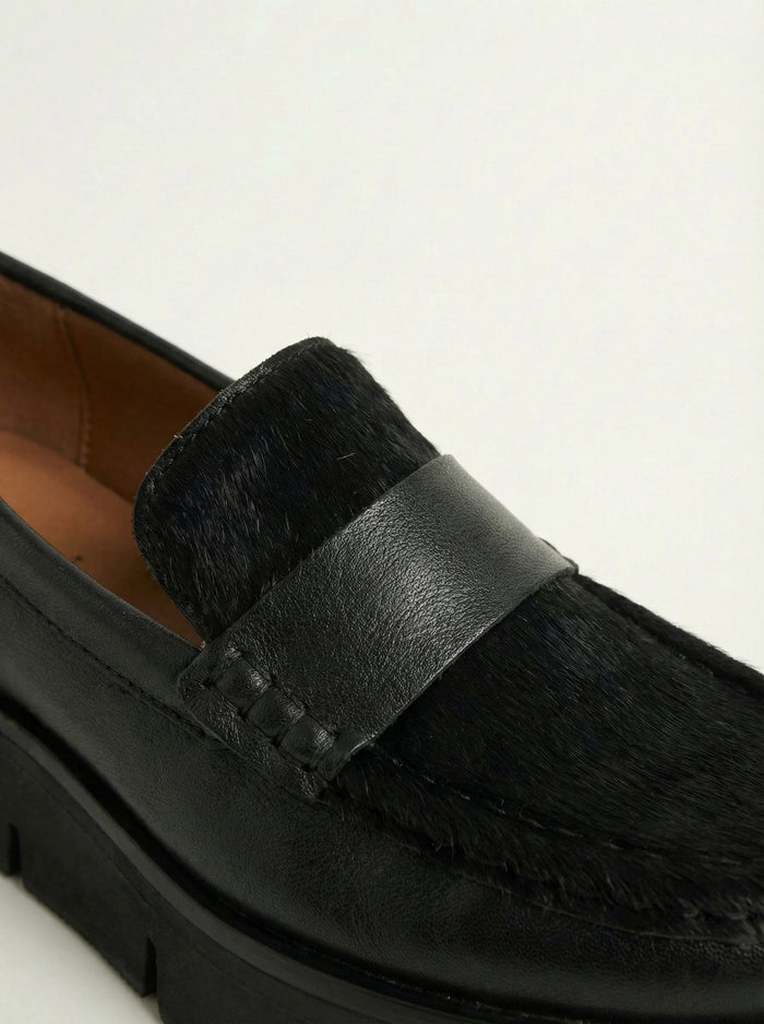 Bato Loafer | Black Leather Black Pony
