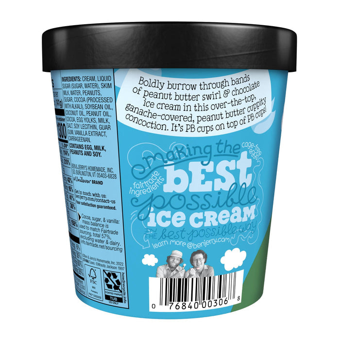Ben & Jerry's top PB Over the Top Ice Cream, 1 Pint