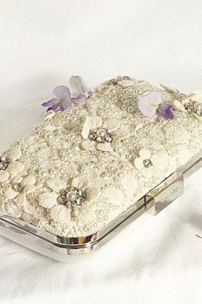 Beth Encrusted Clutch | Ivory