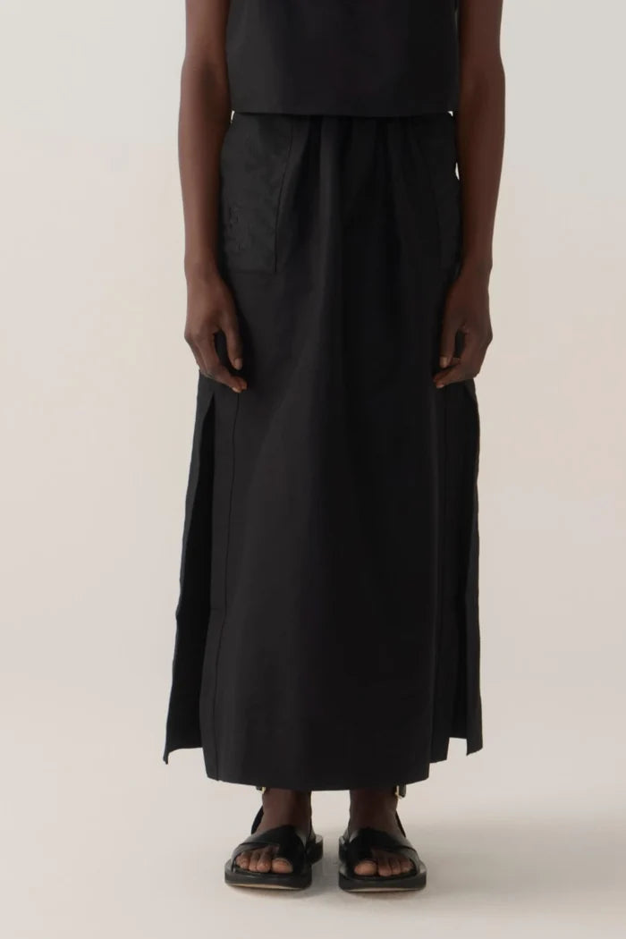 Bettina Skirt | Black Cotton Poplin