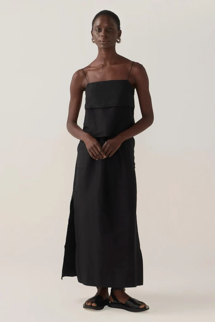 Bettina Skirt | Black Cotton Poplin