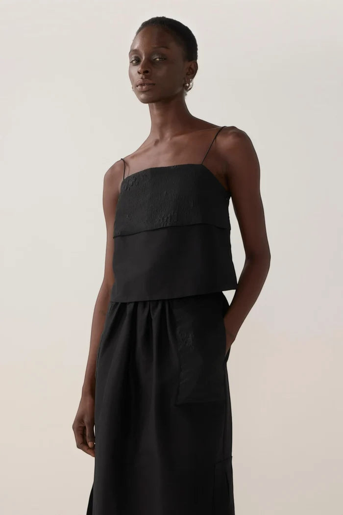 Bettina Skirt | Black Cotton Poplin
