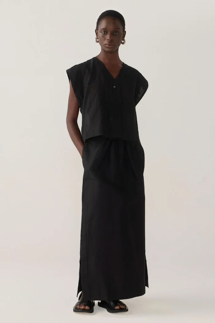 Bettina Skirt | Black Cotton Poplin