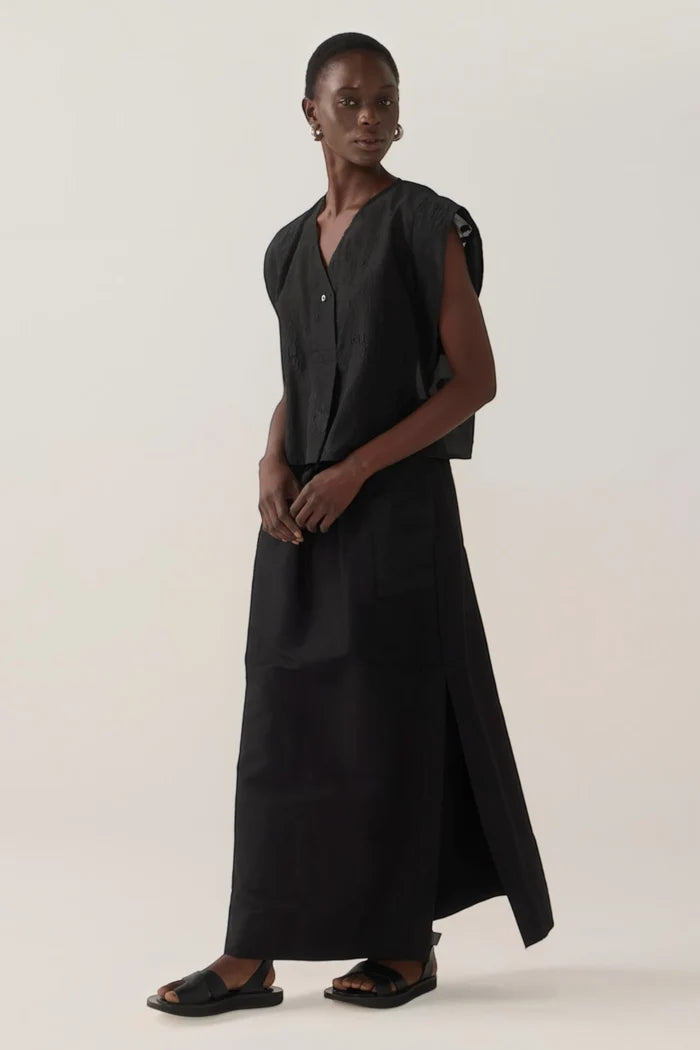 Bettina Skirt | Black Cotton Poplin