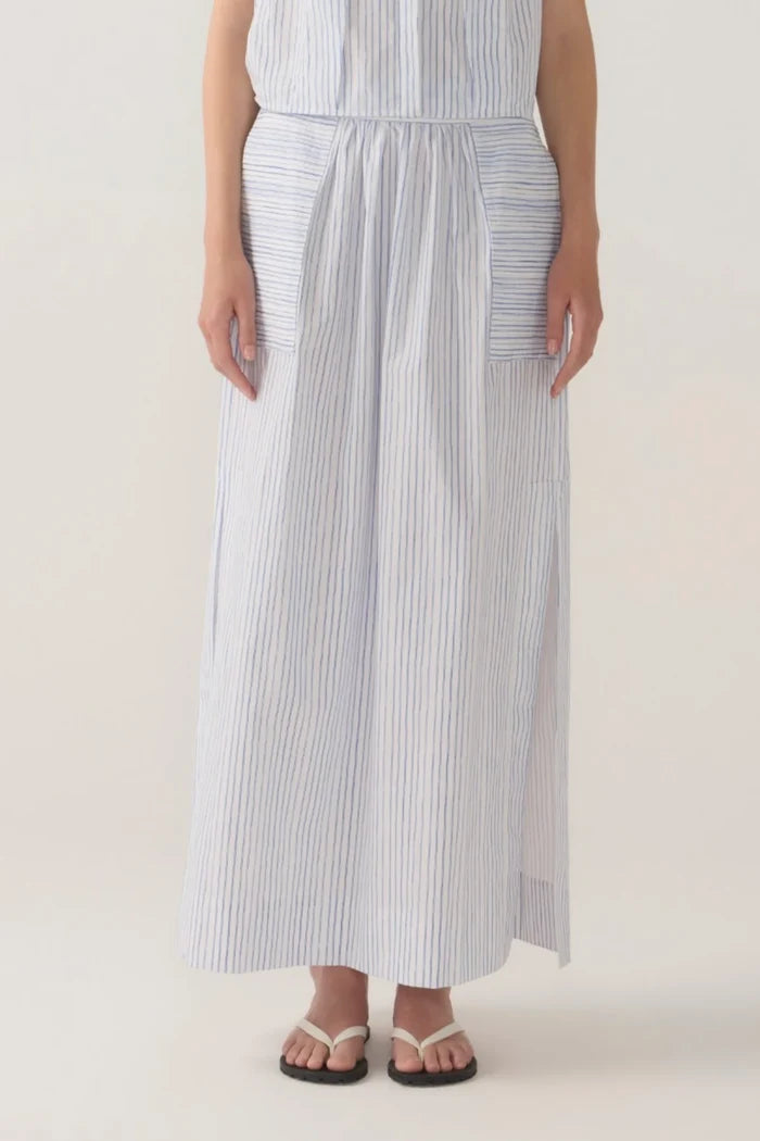 Bettina Skirt | Blue Double Stripe Poplin