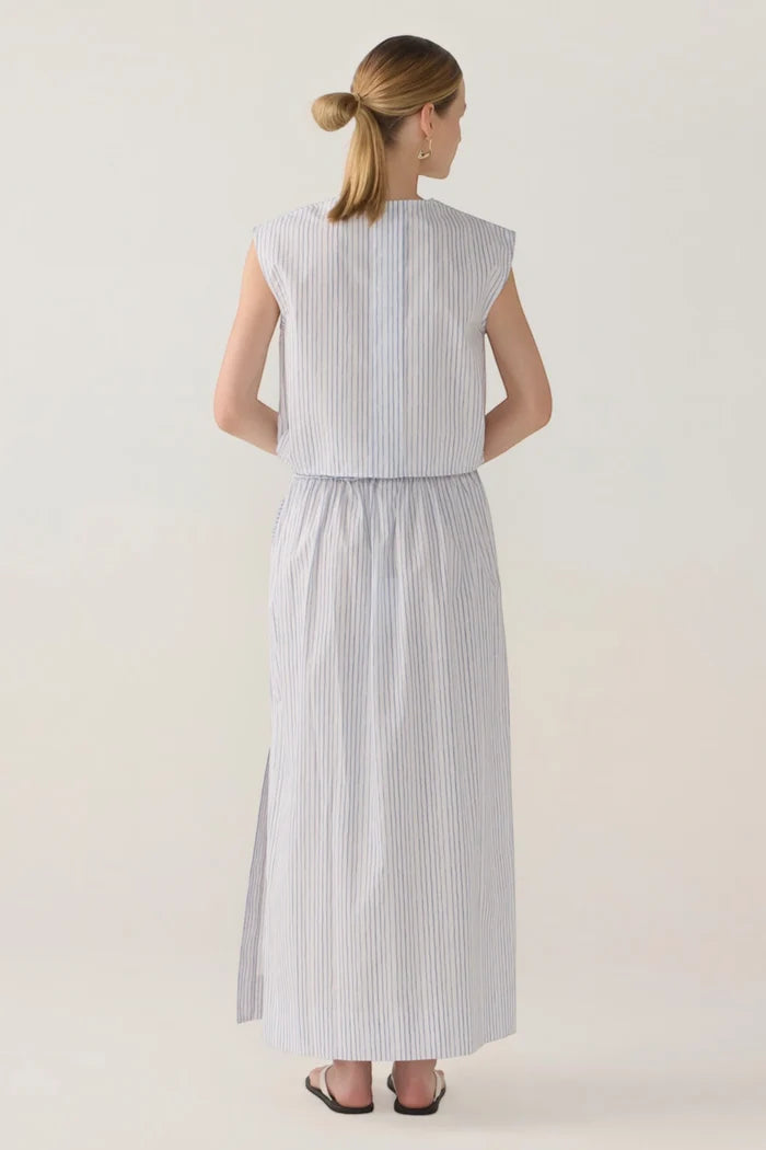 Bettina Skirt | Blue Double Stripe Poplin