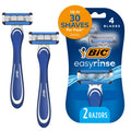 BIC EasyRinse Anti-Clogging Men's Disposable Razors, 4 Blades, 2 Count