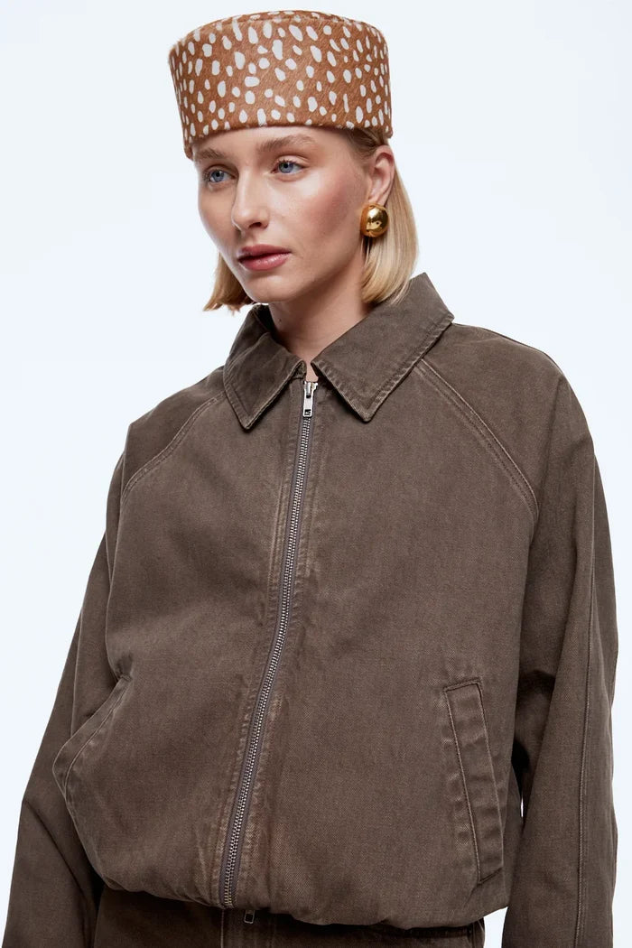 Billy Denim Bomber Jacket | Mushroom