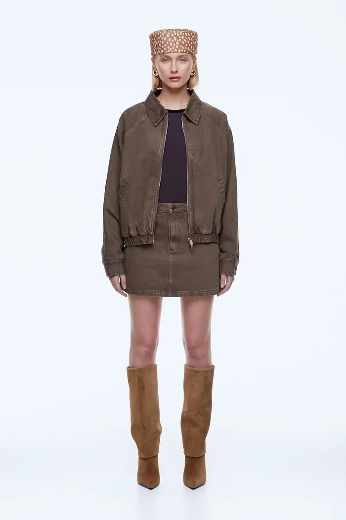 Billy Denim Bomber Jacket | Mushroom