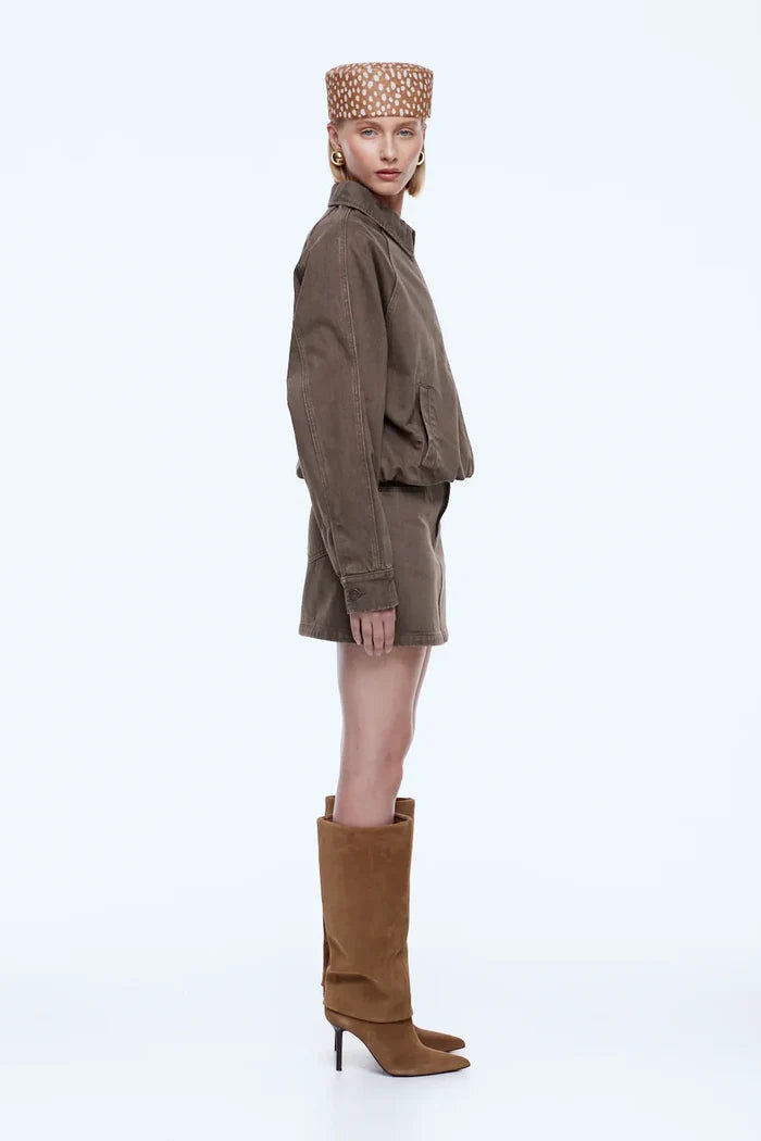 Billy Denim Bomber Jacket | Mushroom