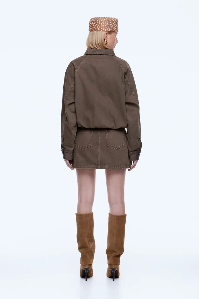 Billy Denim Bomber Jacket | Mushroom