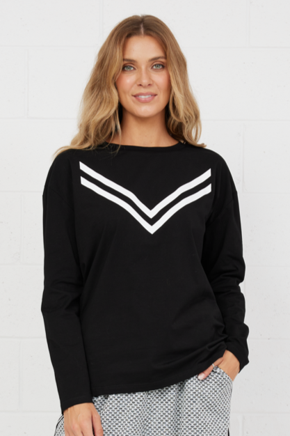 Blair Long Sleeve Top | Black and White