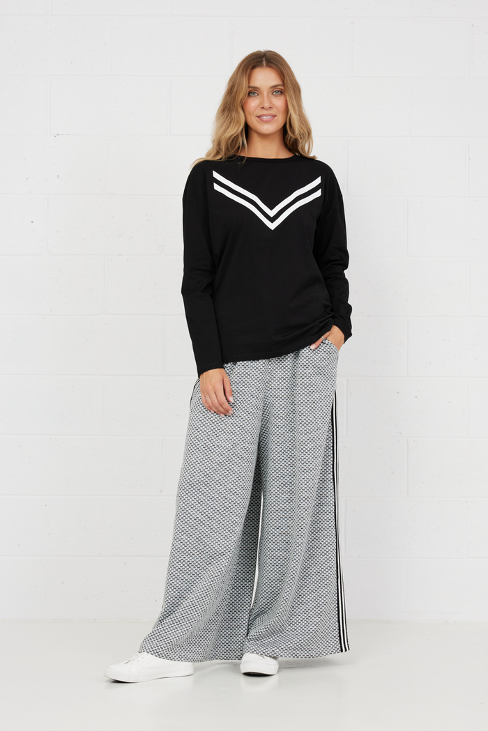 Blair Long Sleeve Top | Black and White
