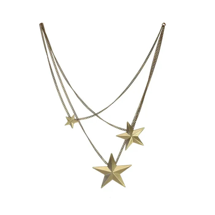 Brazil Three Star Gold Long Necklace