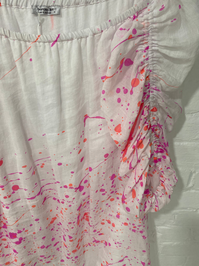 Bright Splash Print Off The Shoulder Dress
