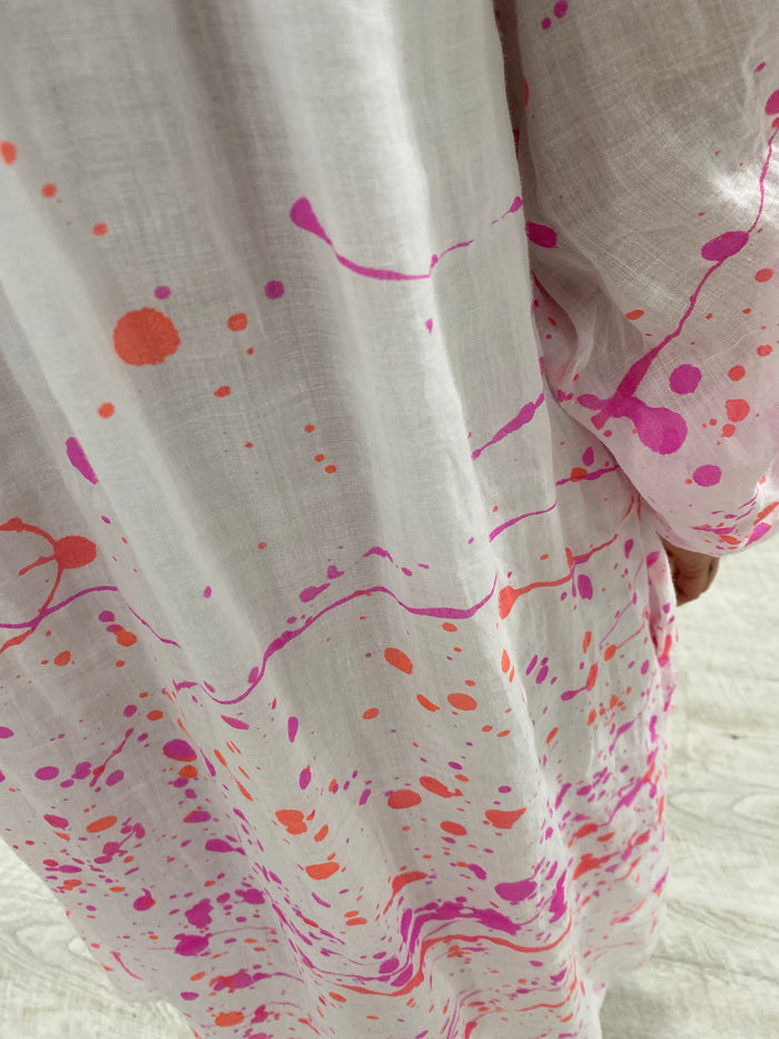 Bright Splash Print Off The Shoulder Dress