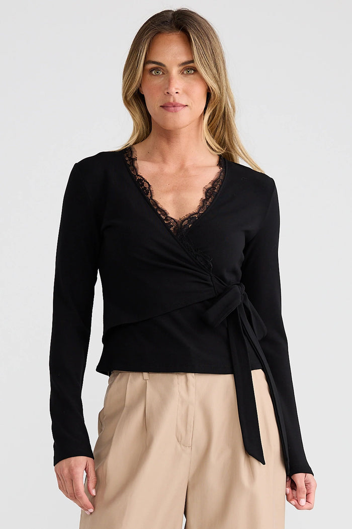 Brigitte Wrap Top | Black