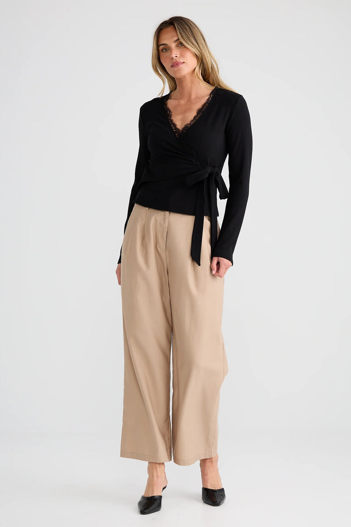 Brigitte Wrap Top | Black