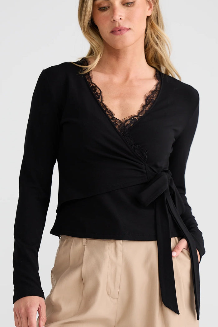Brigitte Wrap Top | Black