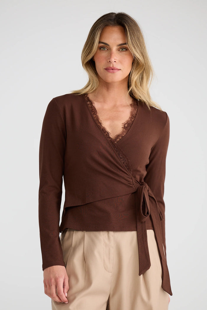 Brigitte Wrap Top | Espresso