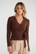 Brigitte Wrap Top | Espresso