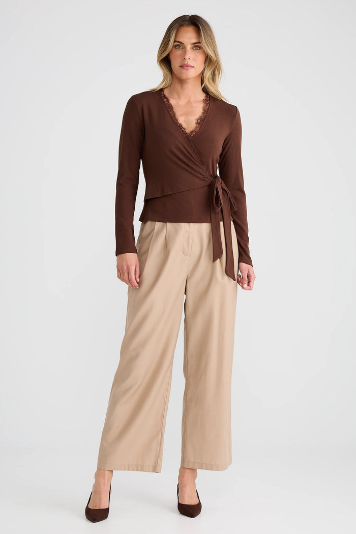 Brigitte Wrap Top | Espresso