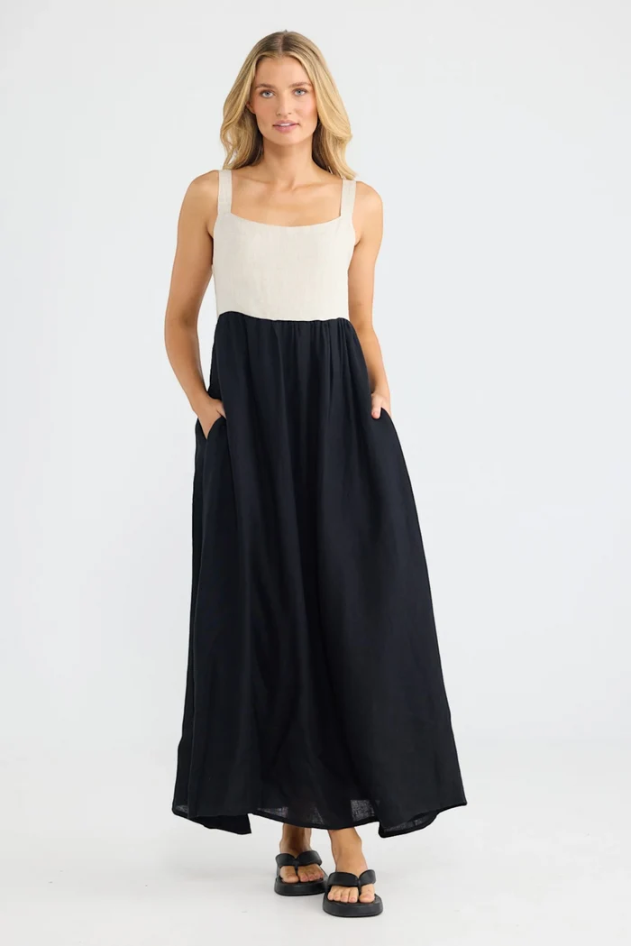 Britta Dress | Black/Natural