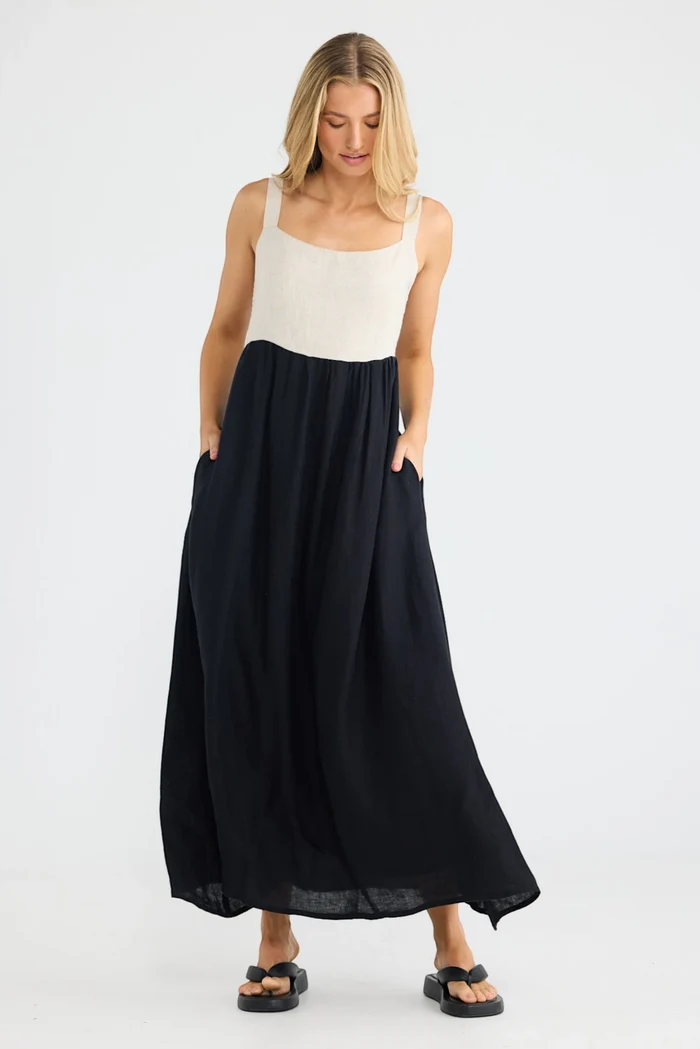 Britta Dress | Black/Natural