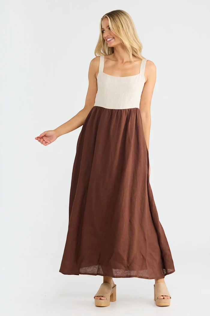 Britta Dress | Chocolate/Natural