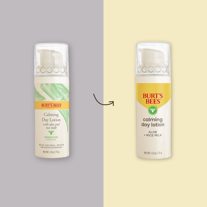 Burt's Bees Calming Day Lotion with Aloe and Rice Milk, for Sensitive Skin, 1.8 fl oz