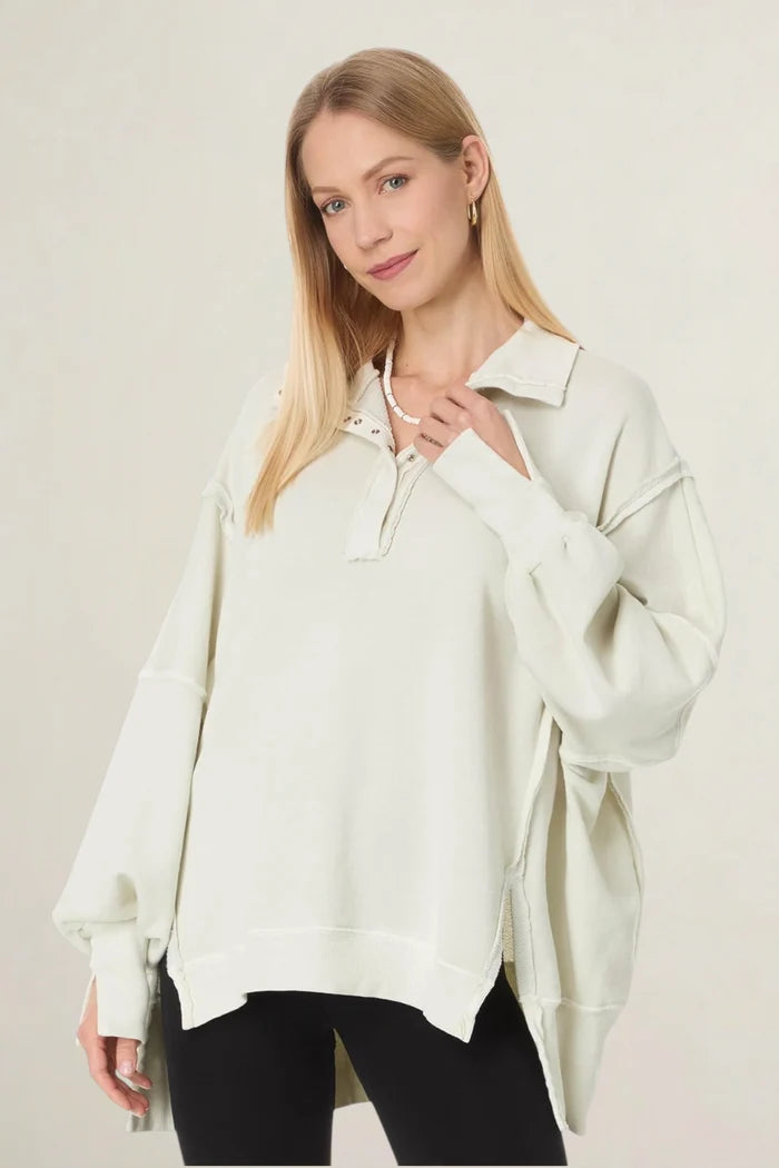 Camden Henley Sweatshirt | Grey Opal