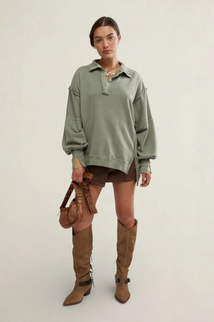 Camden Henley Sweatshirt | Laurel Oak