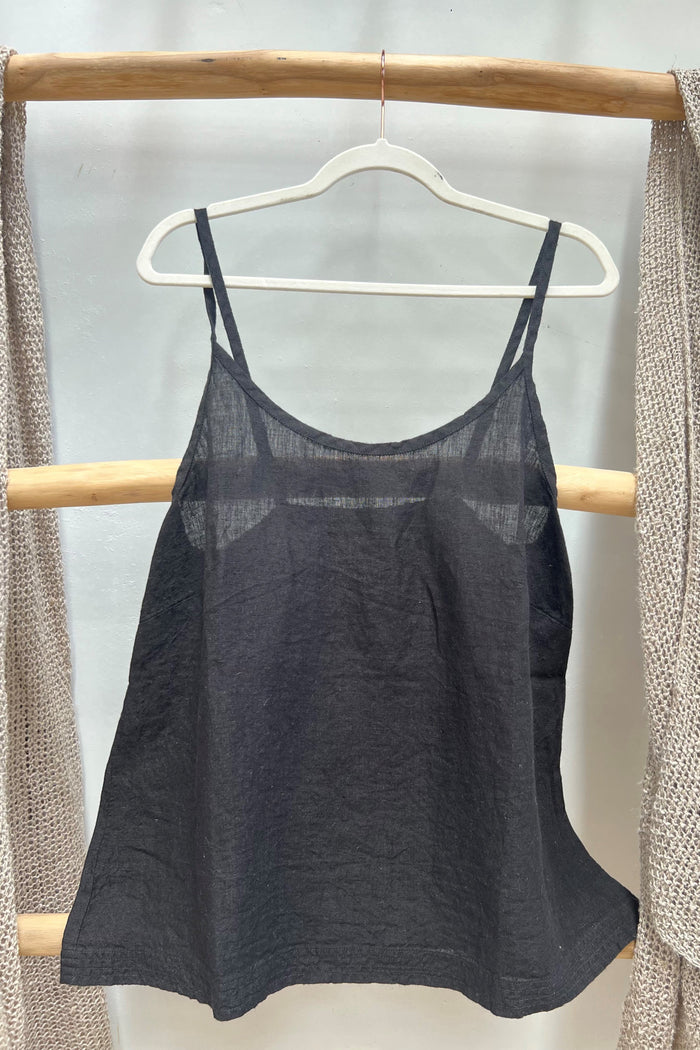 Cameron Linen Cami | Black