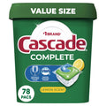 Cascade Complete Dishwasher Detergent ActionPacs, Lemon Scent, 78 Ct
