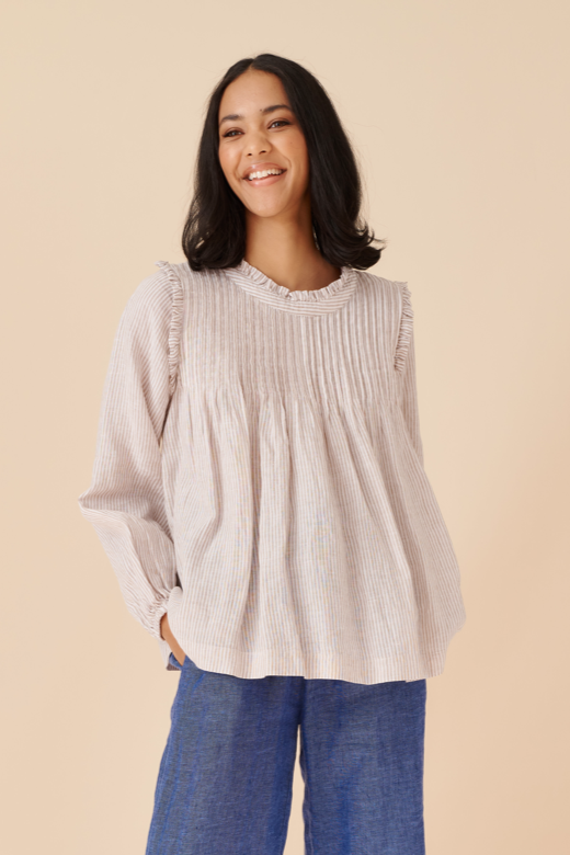 Chiquita Top in Beige Stripe