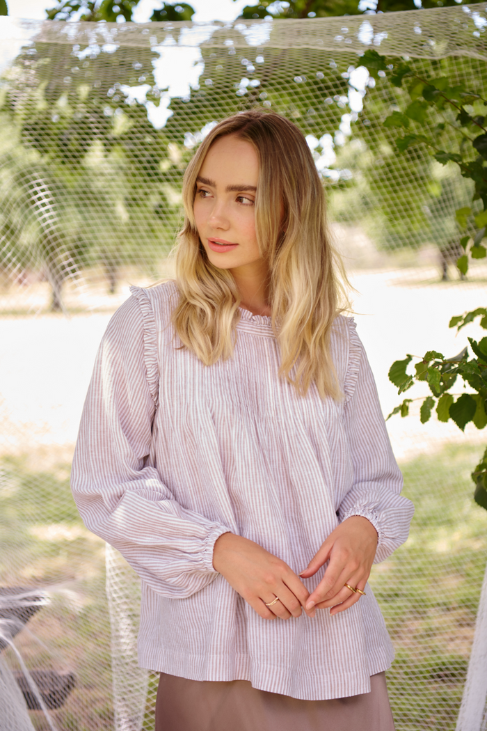 Chiquita Top in Beige Stripe