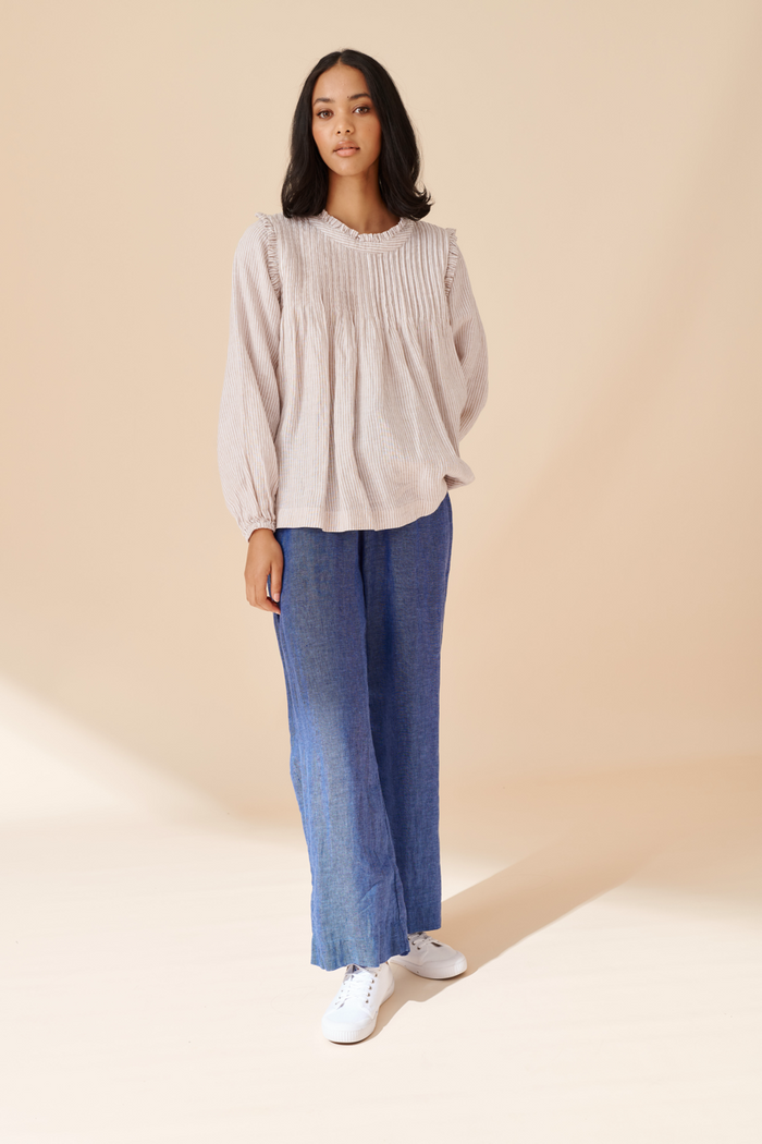 Chiquita Top in Beige Stripe
