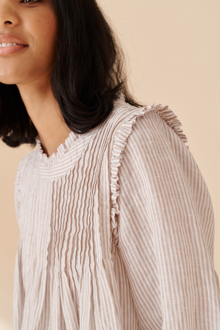 Chiquita Top in Beige Stripe