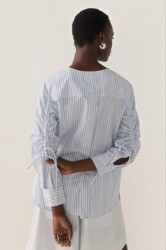 Clarissa Shirt | Blue Double Stripe Poplin