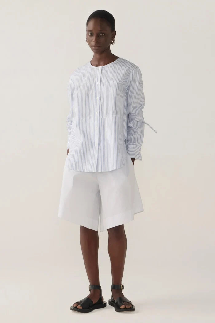 Clarissa Shirt | Blue Double Stripe Poplin