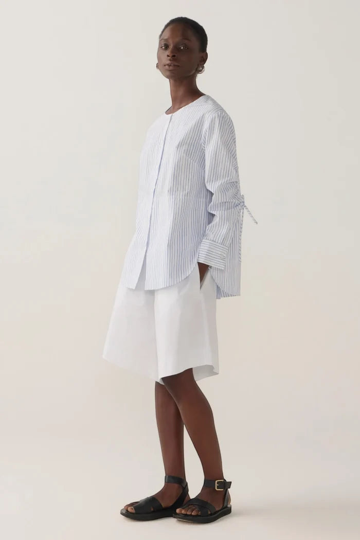 Clarissa Shirt | Blue Double Stripe Poplin