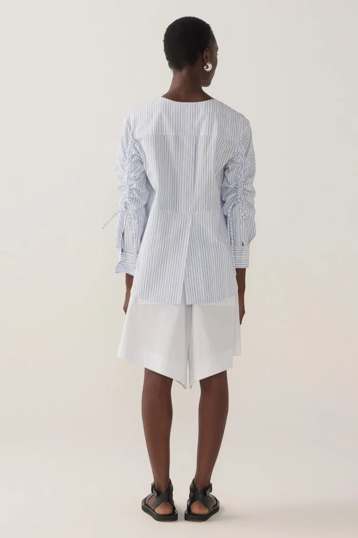 Clarissa Shirt | Blue Double Stripe Poplin