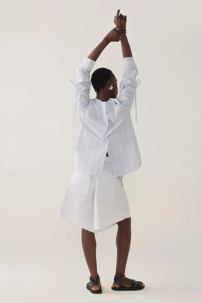 Clarissa Shirt | Blue Double Stripe Poplin