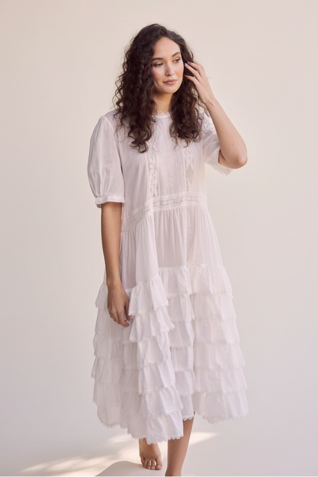 Clementine Linen Dress | Alabaster White