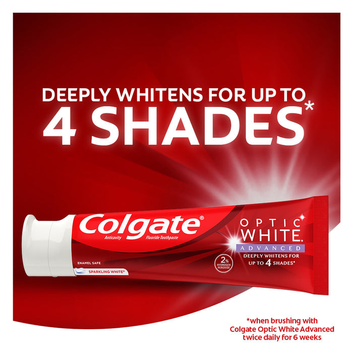 Colgate Optic White Advanced Hydrogen Peroxide Toothpaste, Sparkling White, 2 Pack, 3.2 oz
