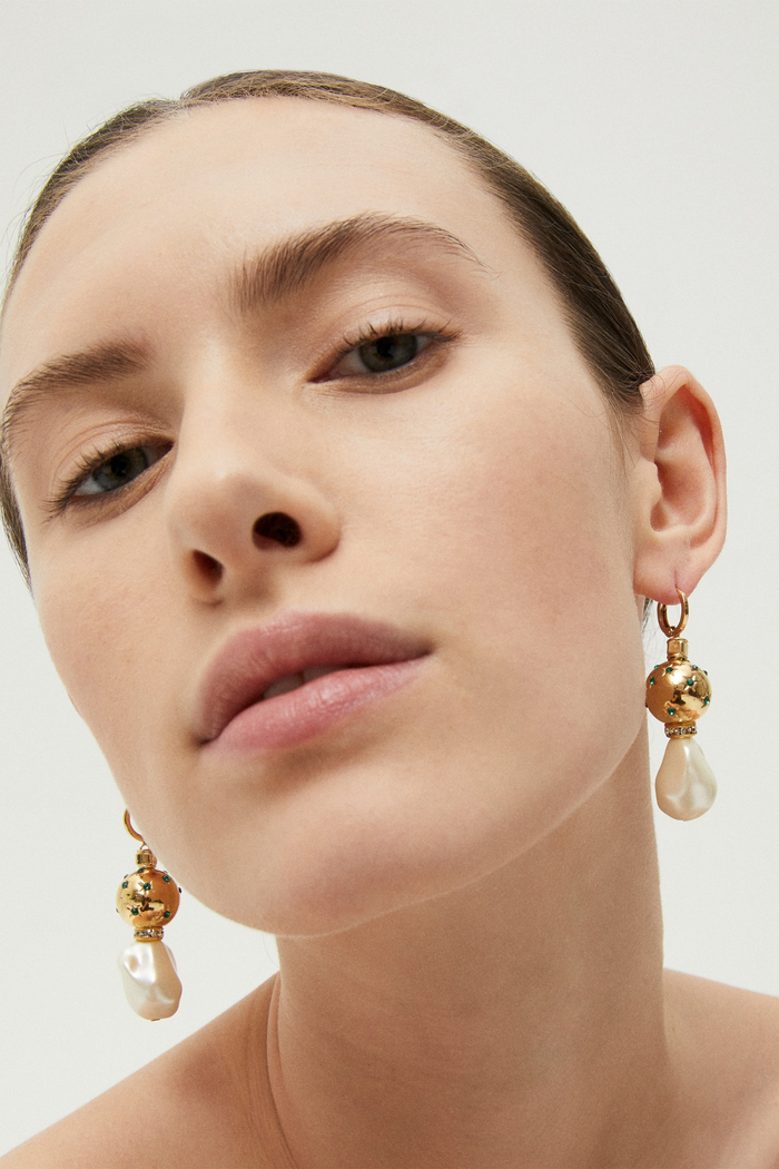 Comete Biwa Earrings | Green