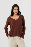 Congo Long Sleeve Tee in Chocolate Wash