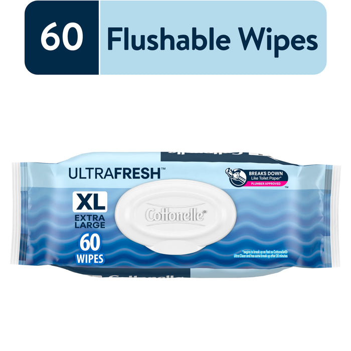 Cottonelle Ultra Fresh XL Flushable Wipes, 1 Flip-Top Pack, 60 Wipes Per Pack (60 Total)