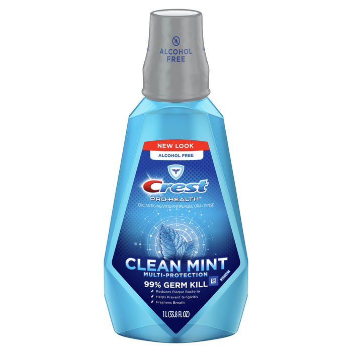 Crest Pro Health Mouthwash, Alcohol Free, Clean Mint, 33.8 fl oz